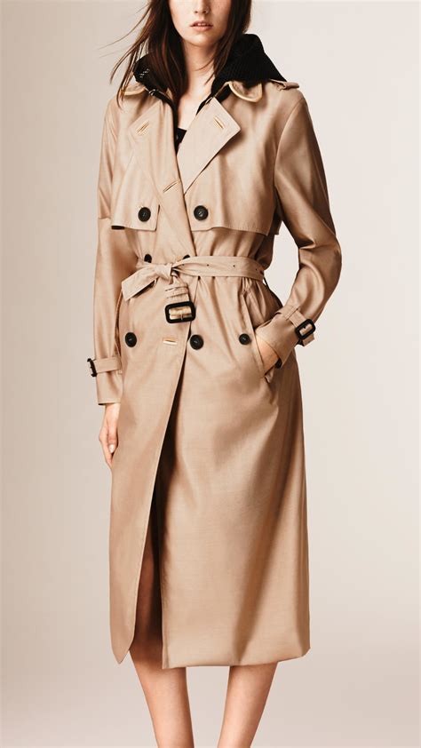 burberry silk blend trench coat|burberry trench coat wool liner.